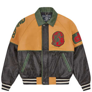 Club Cracked Leather Varsity Jacket